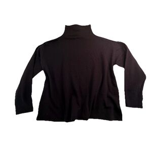 Eileen Fisher Petite Dark Navy Blue Microfleece Turtleneck Sweater